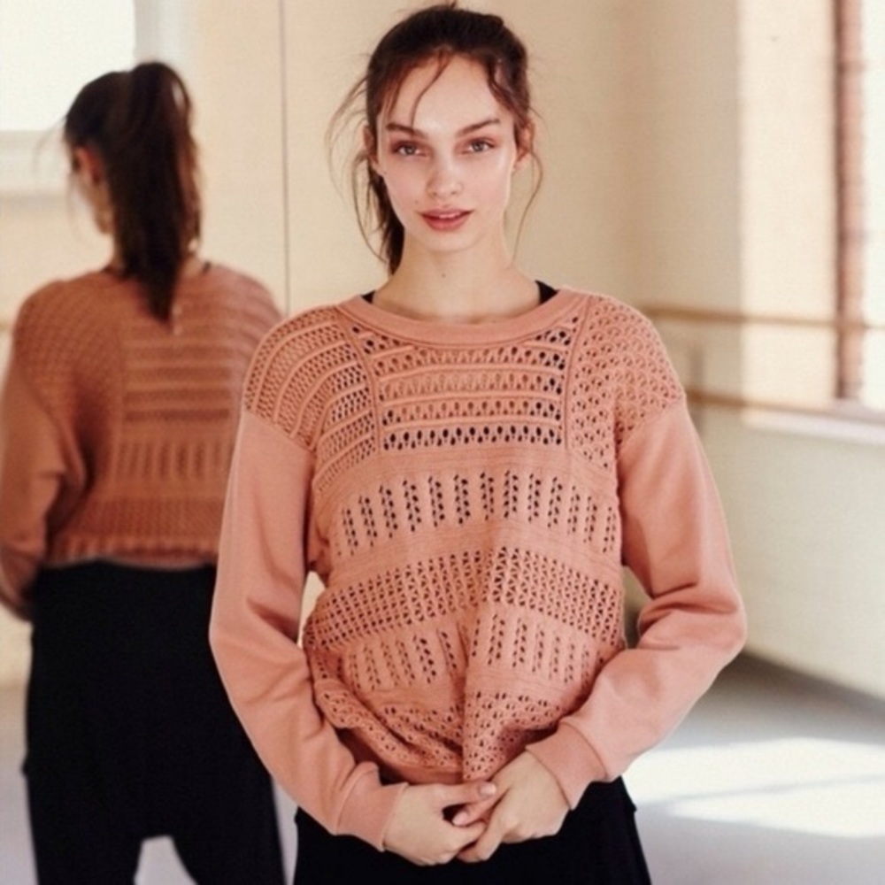 Free People Movement Coral Spice Open Knit Keenan Sweater Size XS
